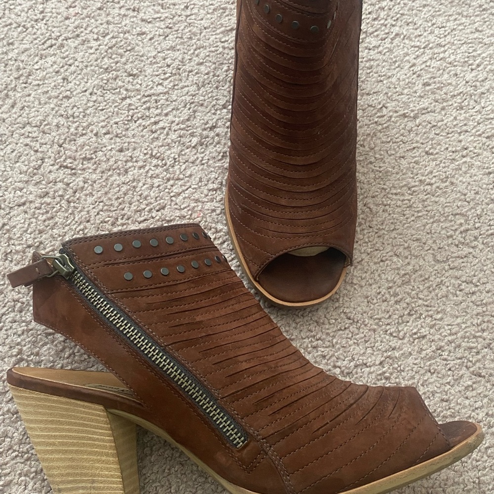Brown Peep-Toe Ankle Boots, PAUL GREEN
